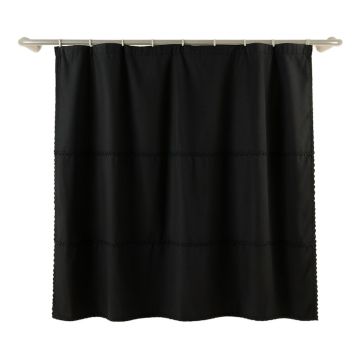 Sage Dale Shower Curtain Hanging Flat From A Plain Rod - Black