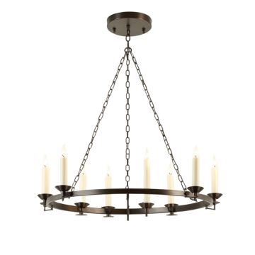 Natal 8 - Light Candle Style Wagon Wheel Chandelier