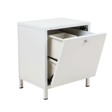 Harbor Bluff Freestanding Pull-Out Hamper Cabinet - White
