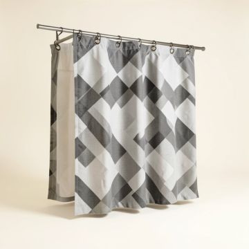 Morelia Vinyl 13-Piece Geometric Shower Curtain Set Hooks (synthetic illustration; no displayed measurements)