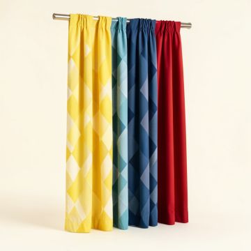 Geometric Semi-Sheer Curtain Panels (synthetic illustration; no displayed measurements)