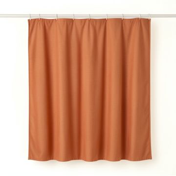 Harbor Bluff Shower Curtain Hanging Flat From A Plain Rod - Terracotta (synthetic illustration; no displayed measurements)