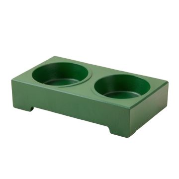 Cliff Branch Pet Feeding Stand With Two Plain Empty Bowls - Green