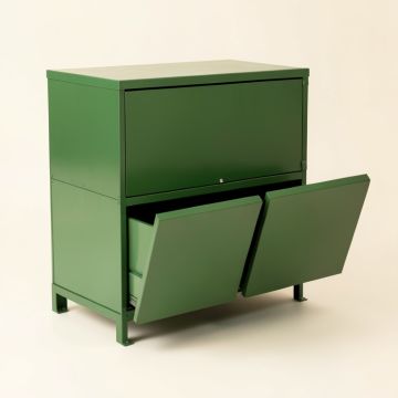 Wren Bluff Freestanding Pull-Out Hamper Cabinet - Green (synthetic illustration; no displayed measurements)