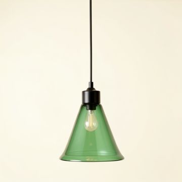 Meadow Arc Pendant Light Suspended From One Plain Cable - Green (synthetic illustration; no displayed measurements)
