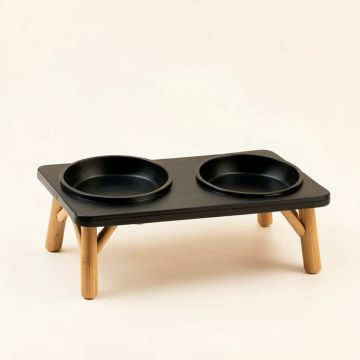 Willow Brook Pet Feeding Stand With Two Plain Empty Bowls - Black (synthetic illustration; no displayed measurements)
