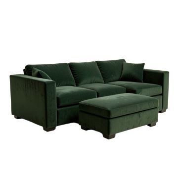 Marciano 104 '' Wide Velvet Reversible Modular Sofa & Chaise With Ottoman