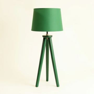 Oak Bend Floor Lamp With A Plain Fabric Shade - Green (synthetic illustration; no displayed measurements)