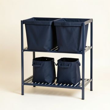 Heath Crest Laundry Sorting Station With Plain Removable Bags - Navy (synthetic illustration; no displayed measurements)
