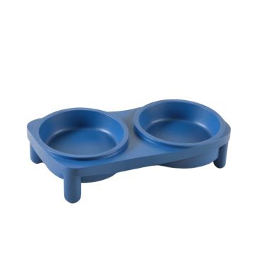 Aspen Bluff Pet Feeding Stand With Two Plain Empty Bowls - Blue