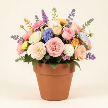 Mixed Floral Arrangement In Pot (synthetic illustration; no displayed measurements)
