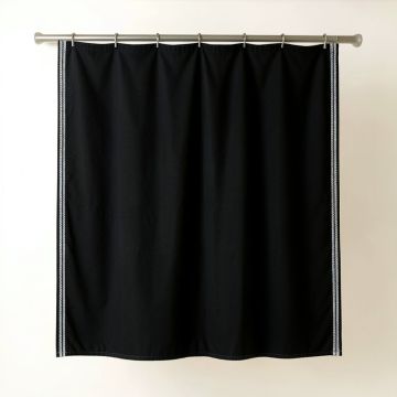 Moss Bridge Shower Curtain Hanging Flat From A Plain Rod - Black (synthetic illustration; no displayed measurements)