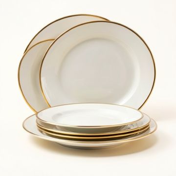 Arendale Gold Rim 12 Piece Dinnerware Set , Service For 4 (synthetic illustration; no displayed measurements)