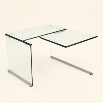 Helmdon Glass L-Shape Desk (synthetic illustration; no displayed measurements)