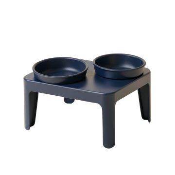 Sage Crest Pet Feeding Stand With Two Plain Empty Bowls - Navy