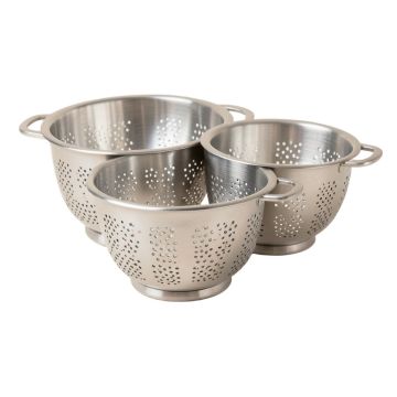 Correia 3 Piece Stainless Steel Strainer Set (synthetic illustration; no displayed measurements)