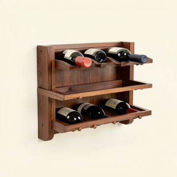 Signature 8 Bottle Wall Mounted Wine Bottle Rack And Glass Rack (synthetic illustration; no displayed measurements)