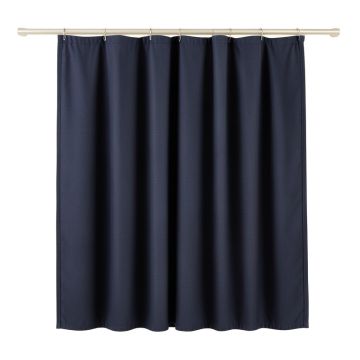 Meadow Crest Shower Curtain Hanging Flat From A Plain Rod - Navy