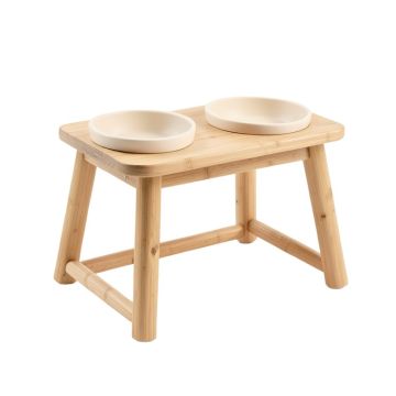 Briar Crossing Pet Feeding Stand With Two Plain Empty Bowls - Beige (synthetic illustration; no displayed measurements)