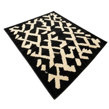 Goa Geometric Tufted Wool Black/Beige Area Rug
