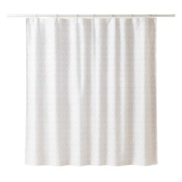Spruce Bluff Shower Curtain Hanging Flat From A Plain Rod - White