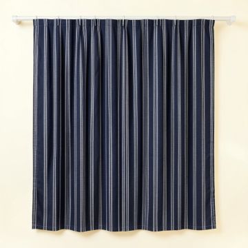 Elm Bluff Shower Curtain Hanging Flat From A Plain Rod - Navy (synthetic illustration; no displayed measurements)