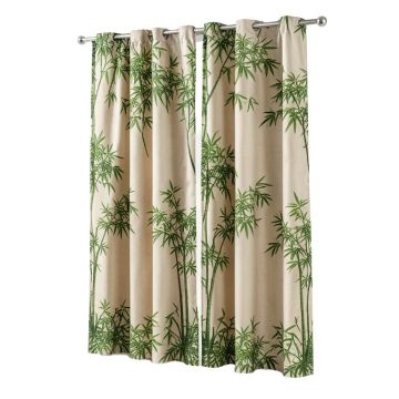 Gotzon Sun Bamboo Tree Scene Graphic Print & Text Semi-Sheer Single Curtain Panel