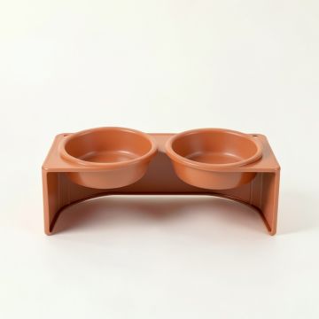 Field Crossing Pet Feeding Stand With Two Plain Empty Bowls - Terracotta (synthetic illustration; no displayed measurements)