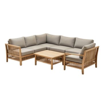 4 Piece Teak Sectional Seating Group With Cushions