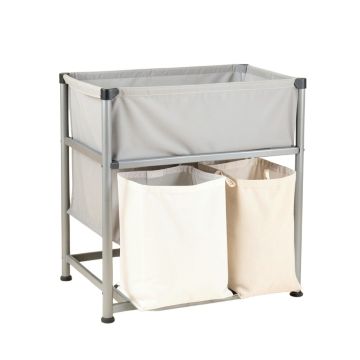 Bay Canyon Laundry Sorting Station With Plain Removable Bags - Gray