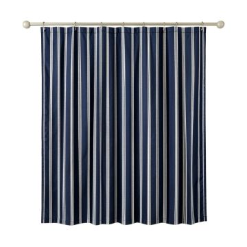 Flint Bridge Shower Curtain Hanging Flat From A Plain Rod - Navy