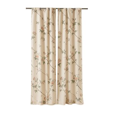Abba Chinese Calligraphy Bamboo Floral Sheer Single Curtain Panel X 78 '' H