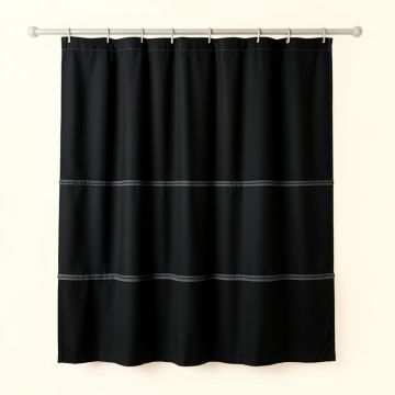 Moss Brook Shower Curtain Hanging Flat From A Plain Rod - Black (synthetic illustration; no displayed measurements)
