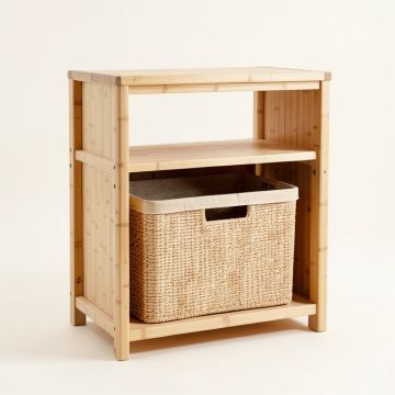 Fern Bluff Freestanding Pull-Out Hamper Cabinet - Beige (synthetic illustration; no displayed measurements)