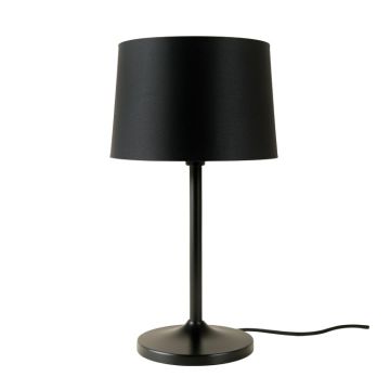 Ridge Arc Table Lamp With A Plain Fabric Shade - Black