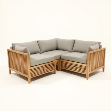 Jalissa Teak Patio Sectional With Cushions (synthetic illustration; no displayed measurements)