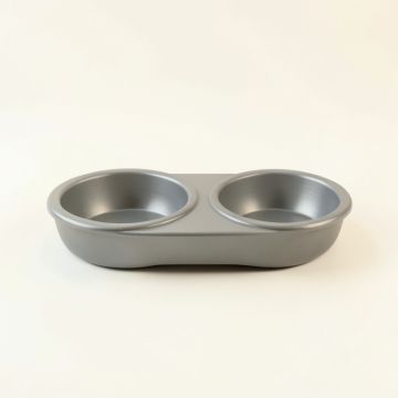 Hazel Field Pet Feeding Stand With Two Plain Empty Bowls - Gray (synthetic illustration; no displayed measurements)