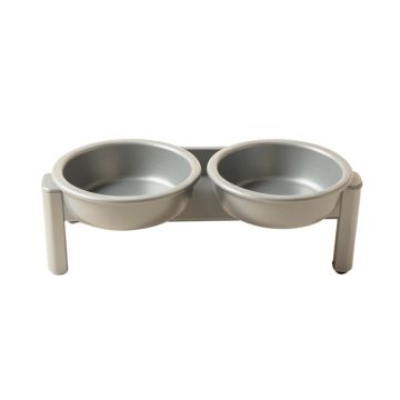 Laurel Field Pet Feeding Stand With Two Plain Empty Bowls - Gray