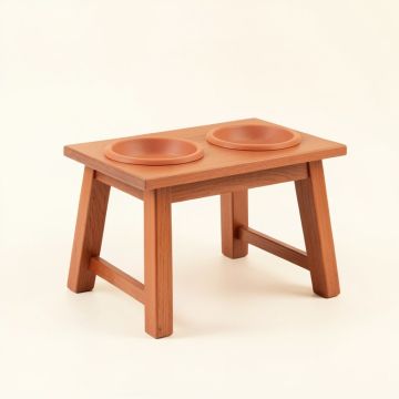 Dune Falls Pet Feeding Stand With Two Plain Empty Bowls - Terracotta (synthetic illustration; no displayed measurements)