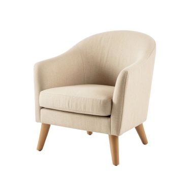 Aspen Bend Upholstered Armchair - Beige