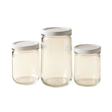 Cylinder Multi-Size Glass 3 Piece Storage Jar Set