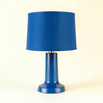 Vale Arc Table Lamp With A Plain Fabric Shade - Blue (synthetic illustration; no displayed measurements)