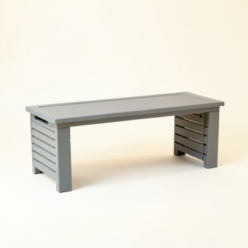 Linden Arc Narrow Outdoor Storage Bench - Gray (synthetic illustration; no displayed measurements)