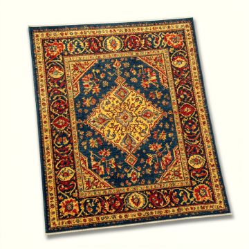 Bohemian Oriental Blue/Yellow/Red Area Rug (synthetic illustration; no displayed measurements)