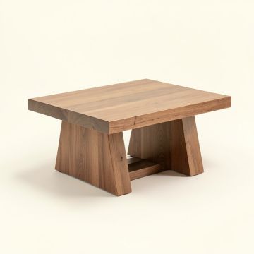 Plainfield Solid Wood Trestle Coffee Table (synthetic illustration; no displayed measurements)