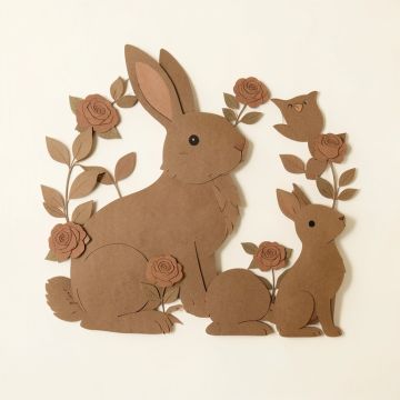 Creagh Floral Roses Forest Animal Rabbit Fox Deer Owl 6-Piece Set Paper Print (synthetic illustration; no displayed measurements)