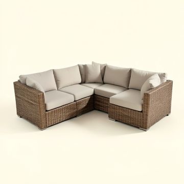 Falmouth 4 Piece Rattan Sectional Seating Group With Cushions (synthetic illustration; no displayed measurements)