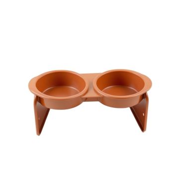Glen Dale Pet Feeding Stand With Two Plain Empty Bowls - Terracotta