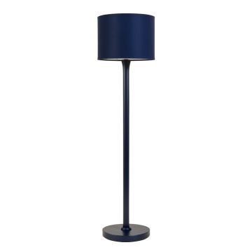 Wren Bend Floor Lamp With A Plain Fabric Shade - Navy