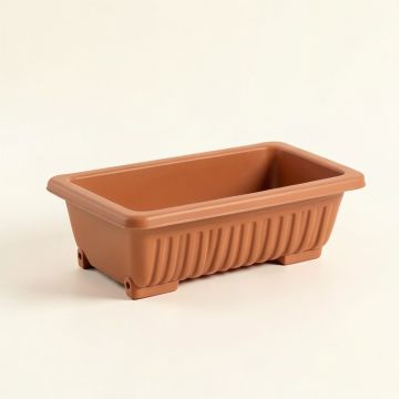 Ash Dale Empty Railing Planter With Integral Brackets - Terracotta (synthetic illustration; no displayed measurements)